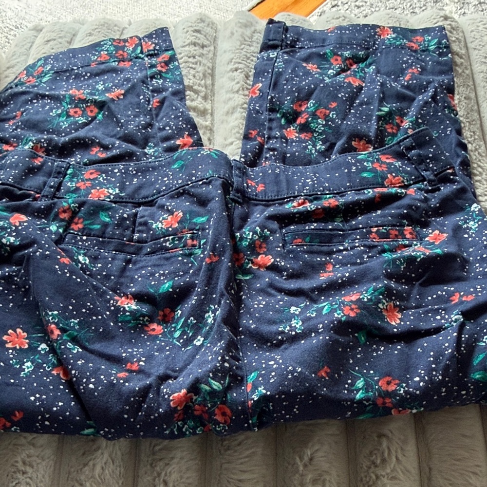 Floral Women's Pants - Navy and Red - 10 - Picture 5 of 5